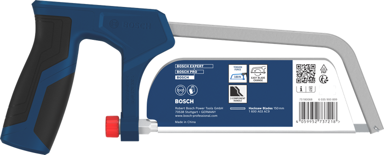 Ergonomik saplı Bosch 150 mm demir testeresi.
